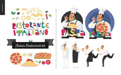 Italian restaurant set vector