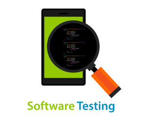 mobile application software testing code vector image