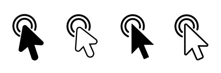 click cursor icons computer rounded icon vector image