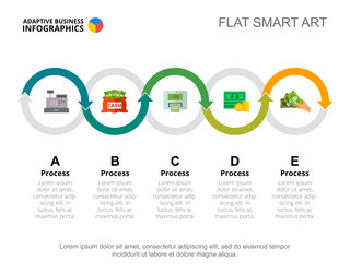 five processes workflow slide template vector image