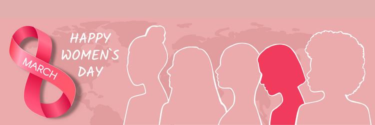 Happy womens day long horizontal banner postcard vector