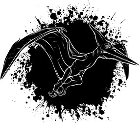 black silhouette of pteranodon flying dinosaur vector