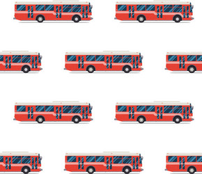 Seamless pattern of red buses vector