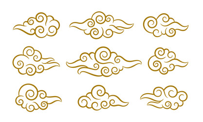 Set abstract cluods chinese style elements vector