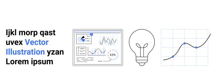 data analytics dashboard with graph lightbulb vector image