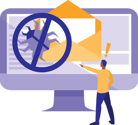 man using desktop with bug in email vector image