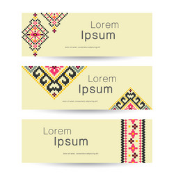 Set of 3 tribal banners ethnic business vector