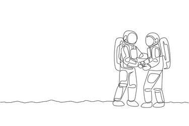 Single continuous line drawing of two young Vector Image