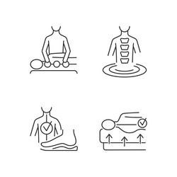 spine problems prevention linear icons set vector image