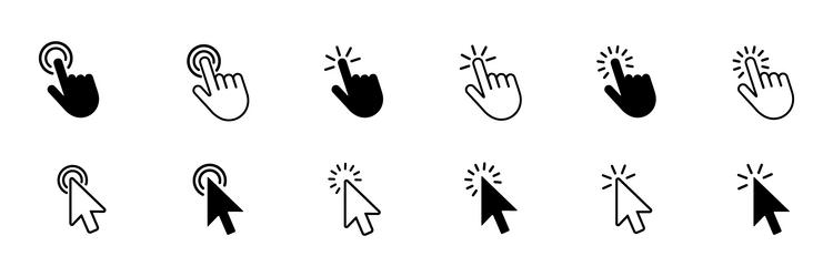 cursor icons set hand icon computer mouse vector image