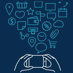 different techno icons flows into the modern vector image