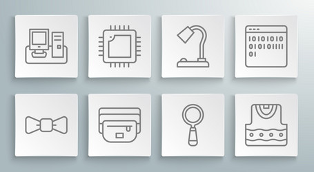 set line bow tie processor with cpu waist bag vector image