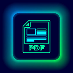 Glowing neon line pdf file document download vector