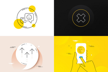 minimal set of swipe up voice wave and smile line vector image