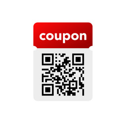 Red coupon with qr code vector