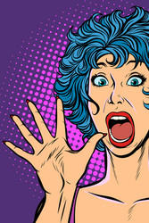 woman panic fear surprise gesture girls 80s vector