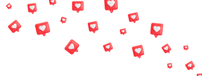 3d render red like icon wave comment button vector