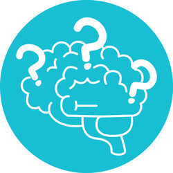 Alzheimer disease brain with question marks vector