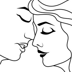 Couple in moment before kiss vector