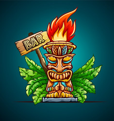 Tiki Mask Tropical Banner Vector Image