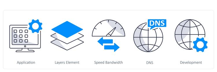 a set of 5 web design icons as application layers vector image