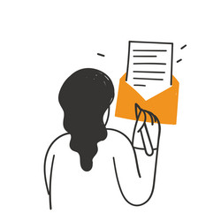Hand drawn doodle message writing on envelope icon