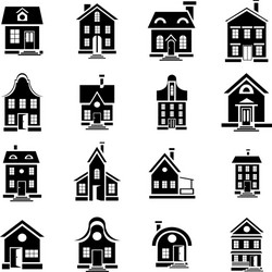 house icons set in simple style vector image