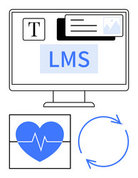 learning management system with resources graphs vector image