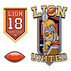 Lion Gladiator Mascot - Football Warrior Vector Image