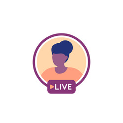 live stream with a girl icon vector