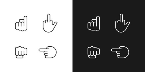 Pointing fingers and fist pixel perfect white vector