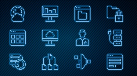 set line browser window server files cloud vector image