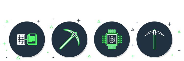 set line pickaxe cpu mining farm smart contract vector image