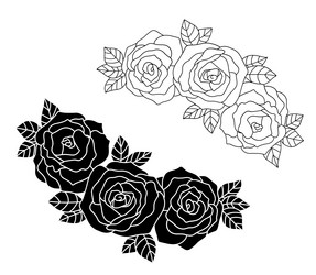 Line Roses Border Vector Image