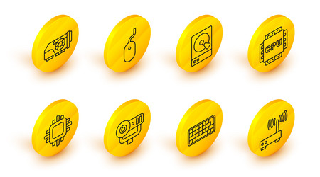 set line router and wi-fi signal keyboard web vector image