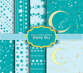 set of seamless patterns - starry sky vector