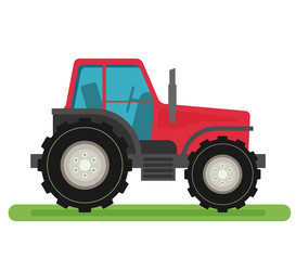 Flat tractor on white background Royalty Free Vector Image