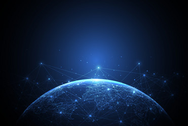 global network connection world map point vector image