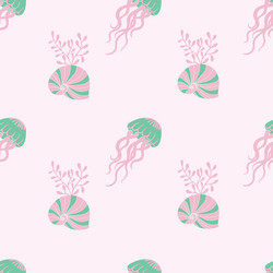 seamless pattern with jellyfish vector image