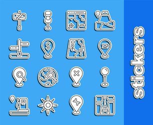 set line gps device with map push pin location vector image