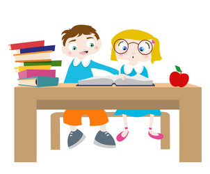 Cartoon little girl studying Royalty Free Vector Image