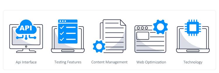 a set of 5 web design icons as api interface vector image