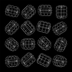 wireframe lined shapes perspective mesh 3d grid vector image