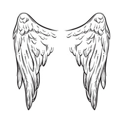 Elegant Angel Wings Flash Tattoo Vector Image