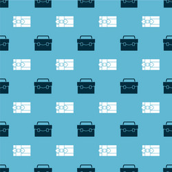 Set briefcase and gift box on seamless pattern vector