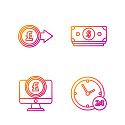 set line clock 24 hours computer monitor vector image