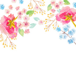 Watercolor Floral Frame Vector Image