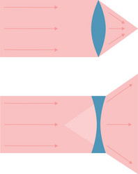 collecting and diffusing lens with rays vector image
