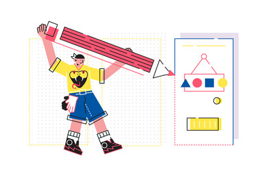man creating project vector image