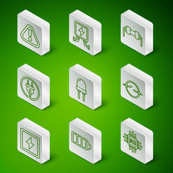 set line processor with microcircuits cpu battery vector image